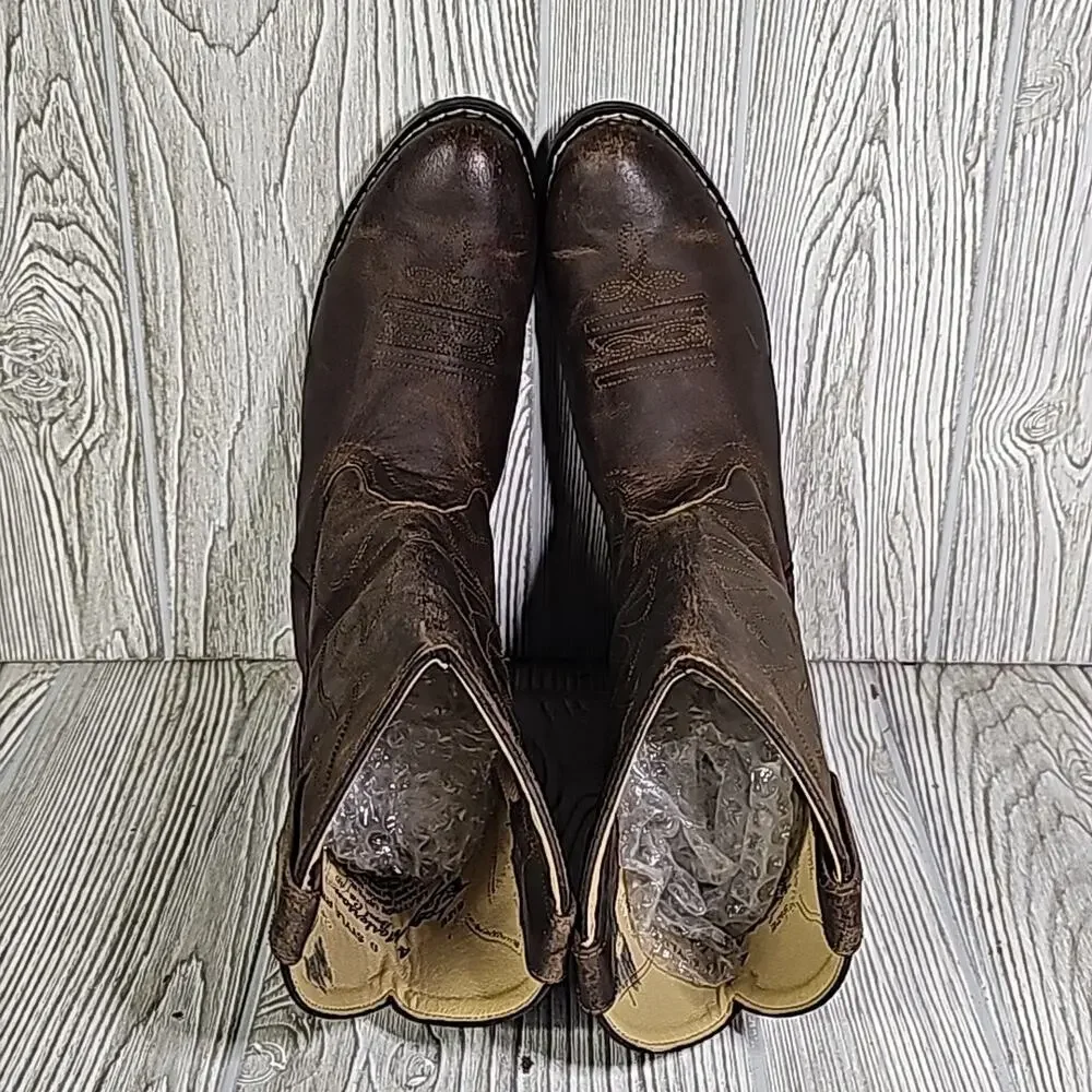 Masterson Boot Co. Brown Western Leather Cowboy Boots Style  RB2000Y Kids Sz 4D